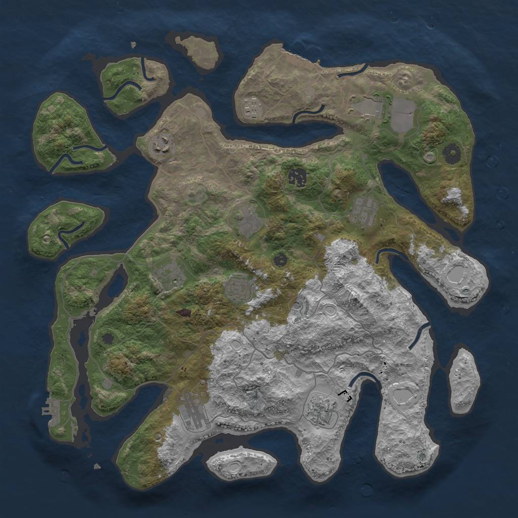 Rust Map: Procedural Map, Size: 4000, Seed: 971102179, 18 Monuments