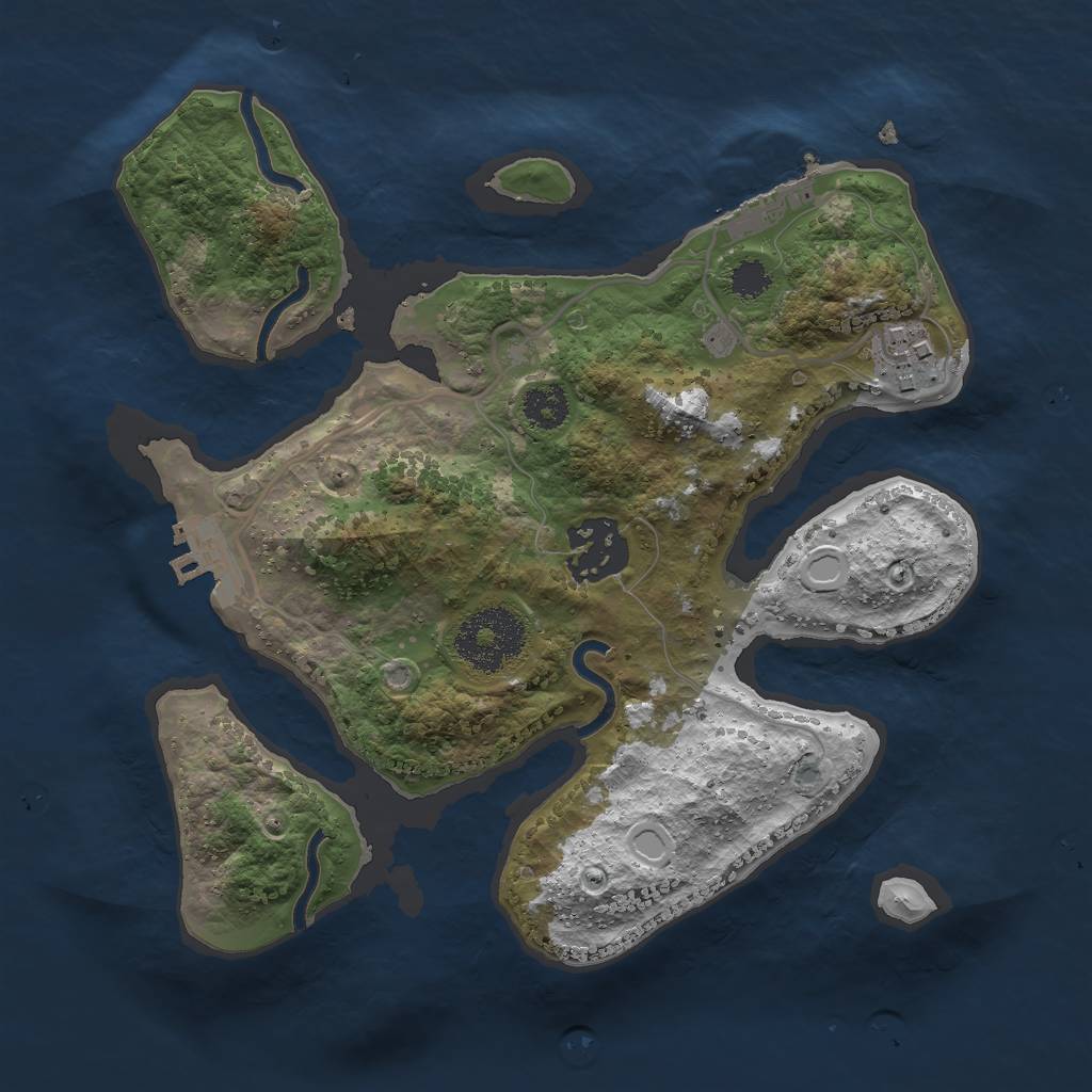 Rust Map: Procedural Map, Size: 2500, Seed: 98732, 9 Monuments