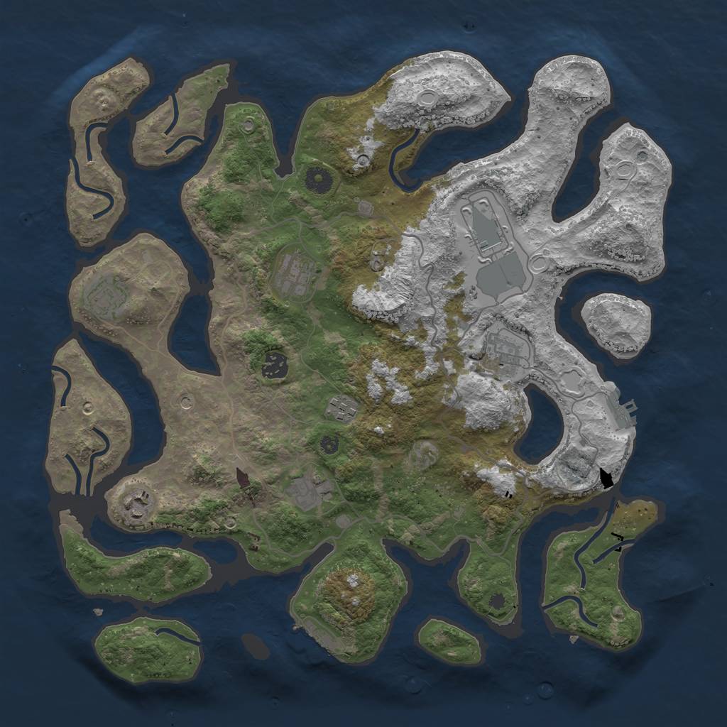 Rust Map: Procedural Map, Size: 4000, Seed: 48122450, 16 Monuments