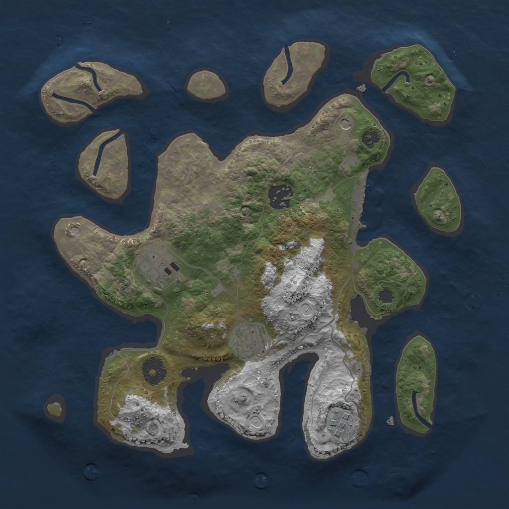 Rust Map: Procedural Map, Size: 3000, Seed: 632, 11 Monuments