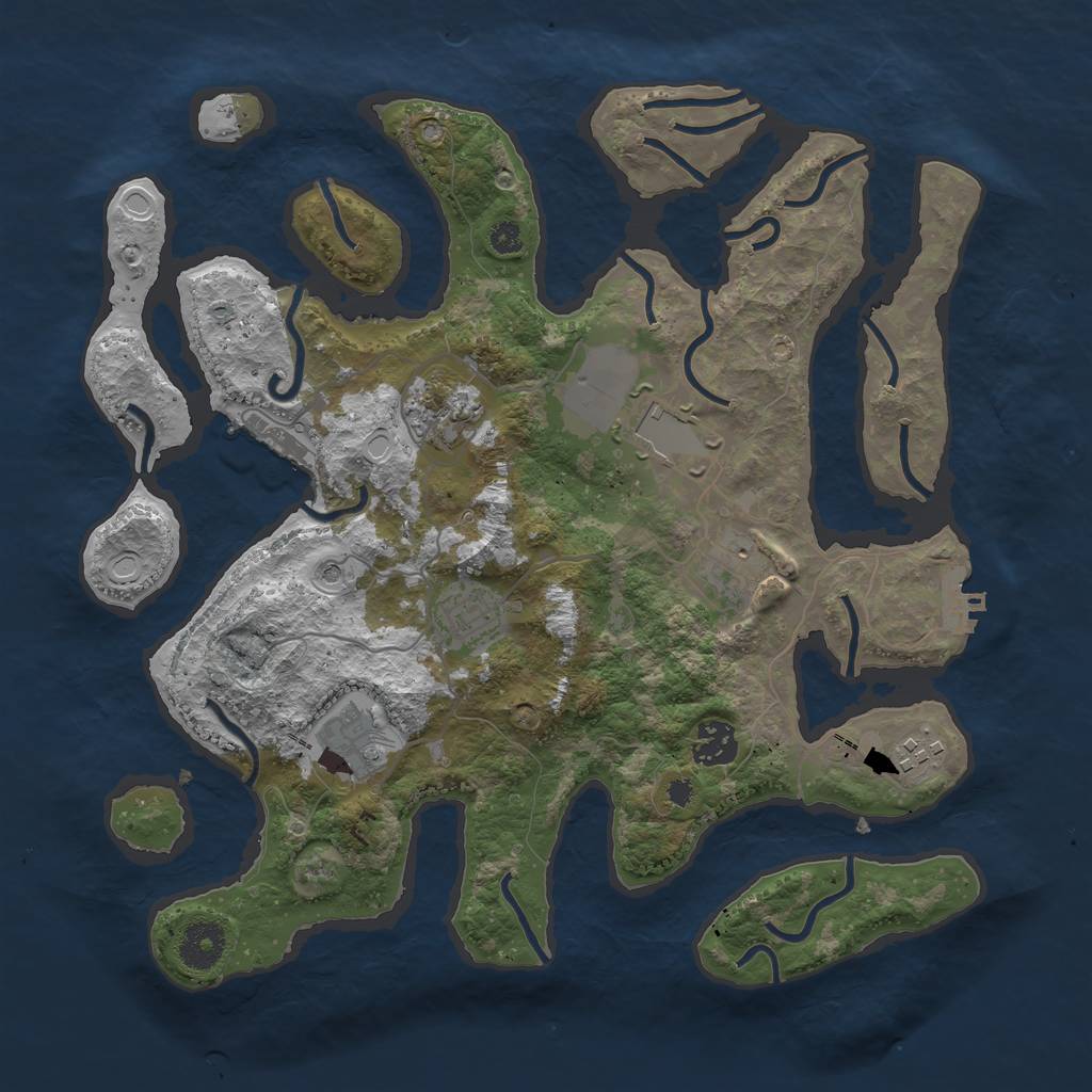 Rust Map: Procedural Map, Size: 3500, Seed: 2103033489, 15 Monuments
