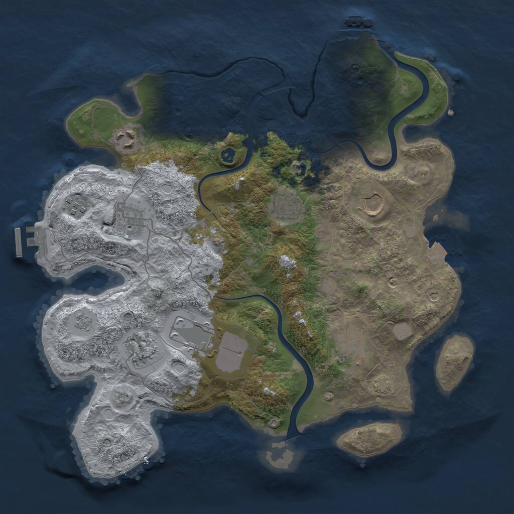 Rust Map: Procedural Map, Size: 3500, Seed: 7524254, 14 Monuments