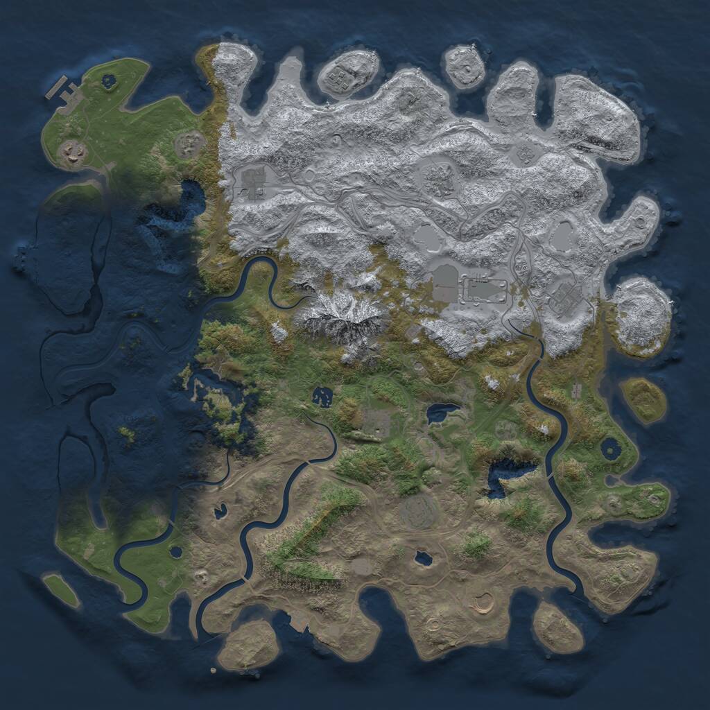 Rust Map: Procedural Map, Size: 5000, Seed: 4534, 16 Monuments