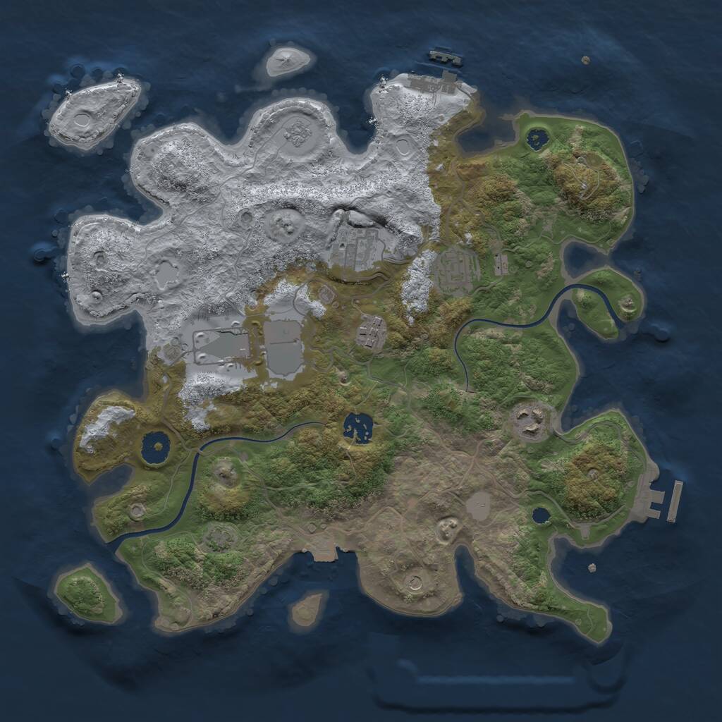 Rust Map: Procedural Map, Size: 3500, Seed: 69874532, 12 Monuments