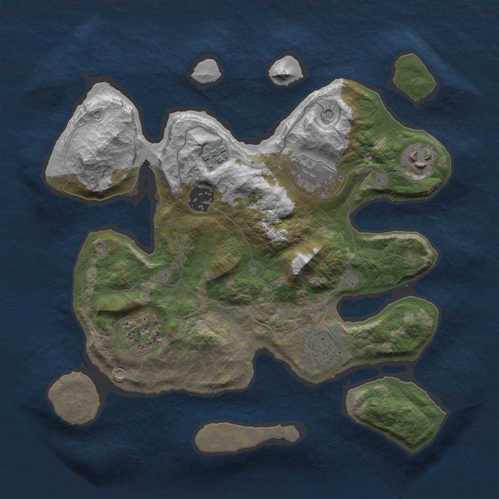 Rust Map: Barren, Size: 3000, Seed: 813274876, 9 Monuments