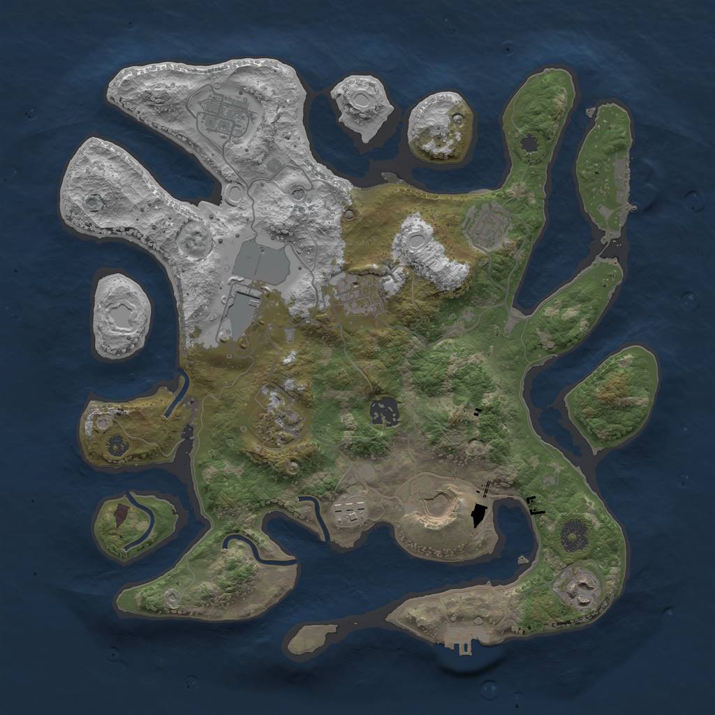 Rust Map: Procedural Map, Size: 3500, Seed: 1507365142, 17 Monuments