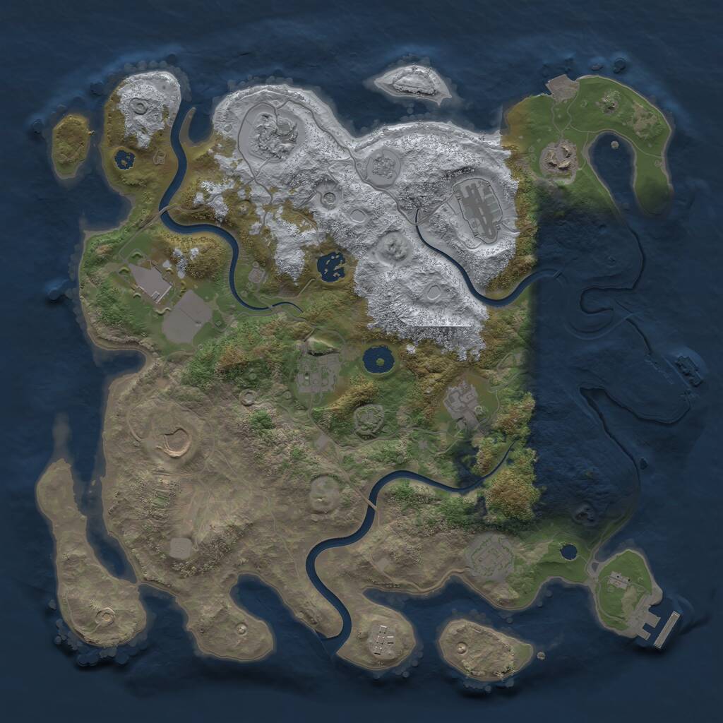 Rust Map: Procedural Map, Size: 3700, Seed: 1751498411, 16 Monuments