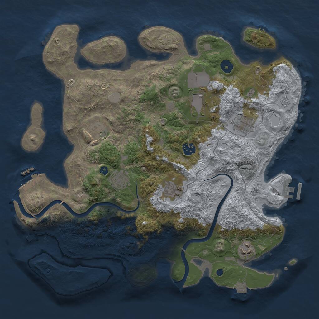 Rust Map: Procedural Map, Size: 3750, Seed: 35827375, 13 Monuments