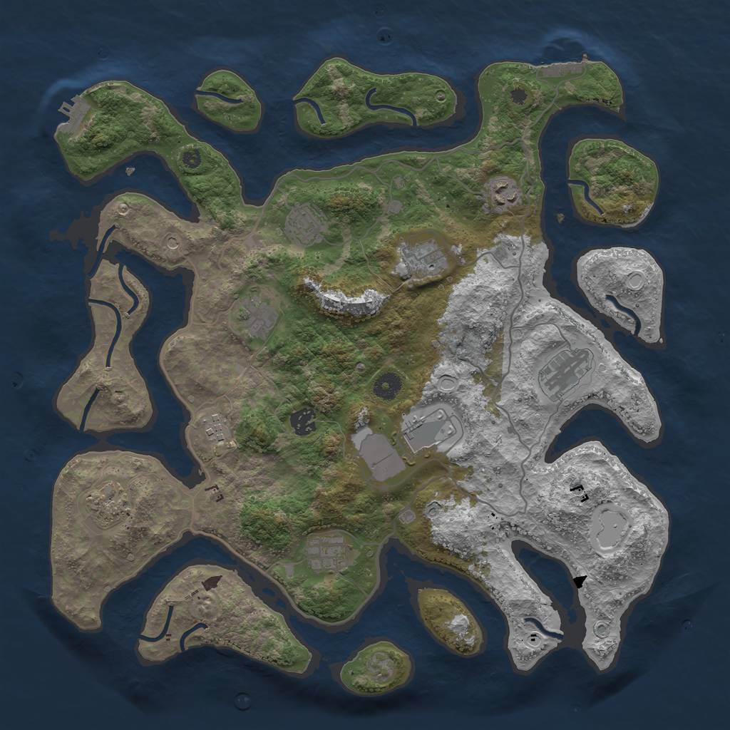 Rust Map: Procedural Map, Size: 4050, Seed: 475100234, 18 Monuments