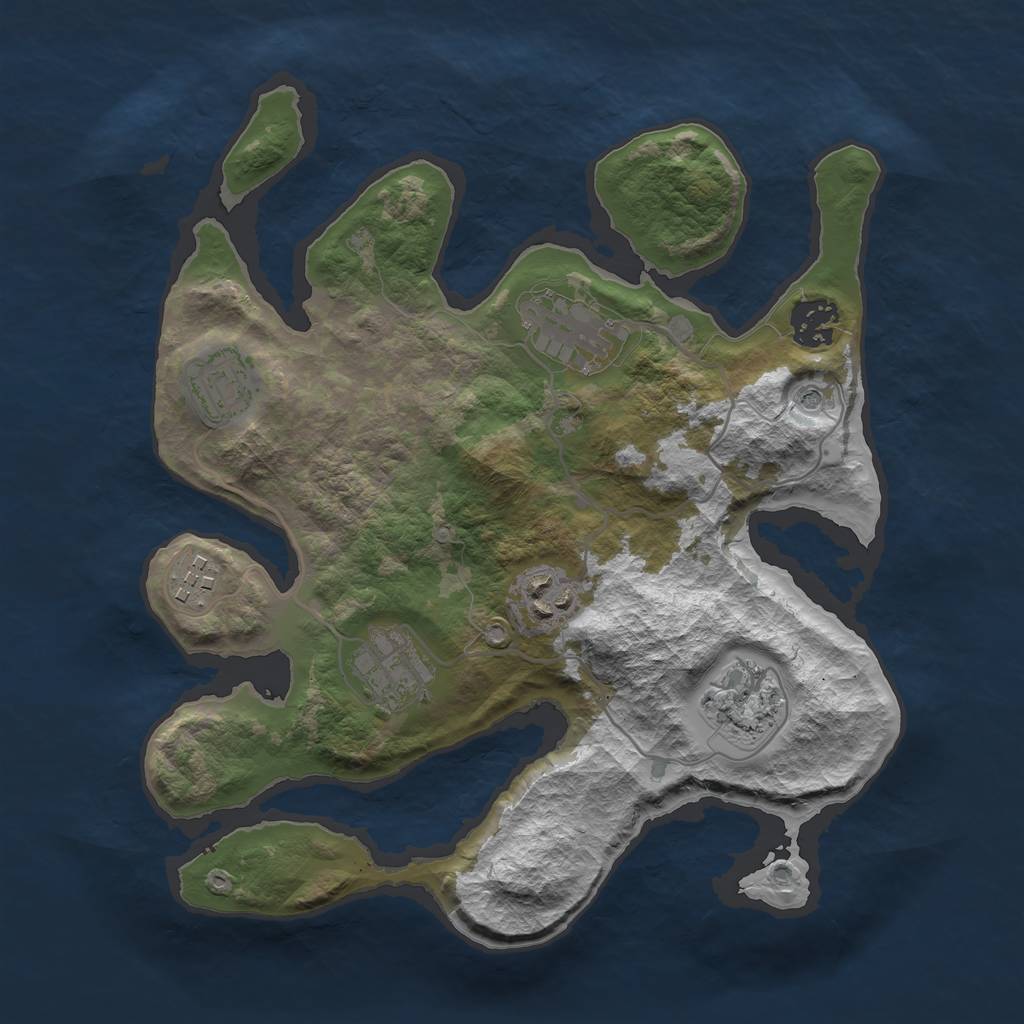 Rust Map: Barren, Size: 3100, Seed: 284825637, 10 Monuments