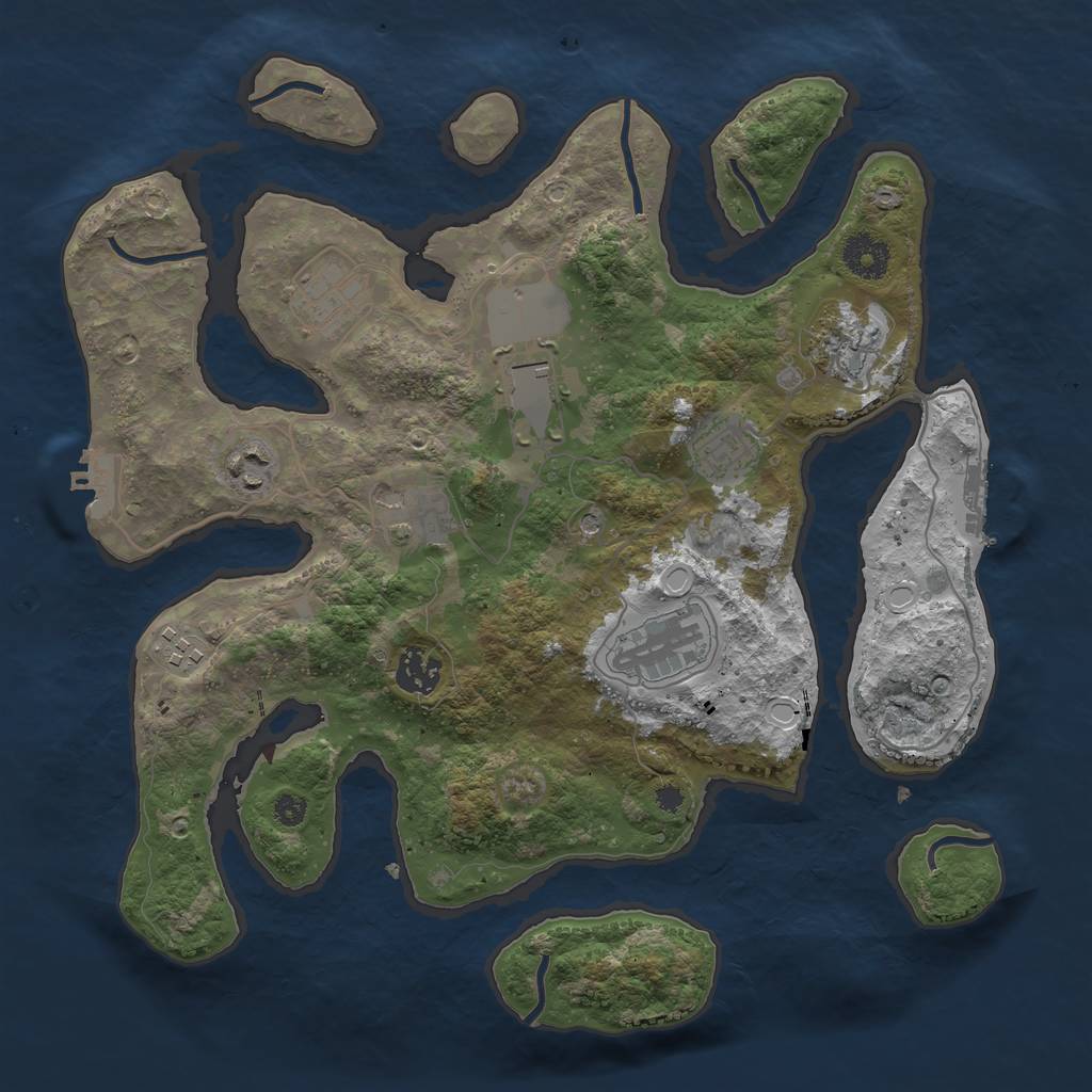 Rust Map: Procedural Map, Size: 3500, Seed: 2000571395, 17 Monuments