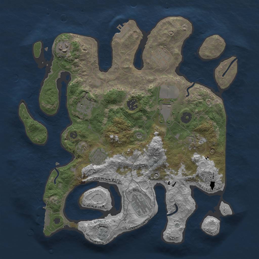 Rust Map: Procedural Map, Size: 3500, Seed: 3563, 17 Monuments