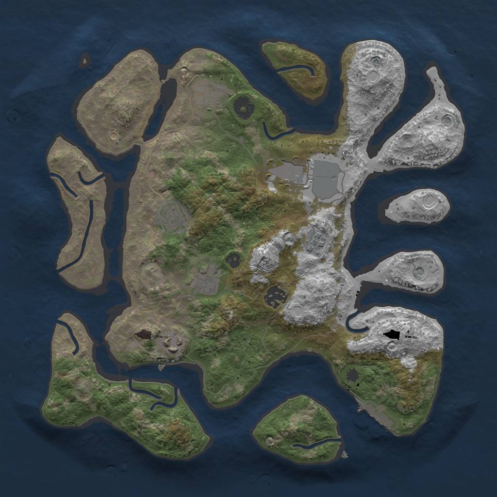 Rust Map: Procedural Map, Size: 3500, Seed: 146951851, 14 Monuments