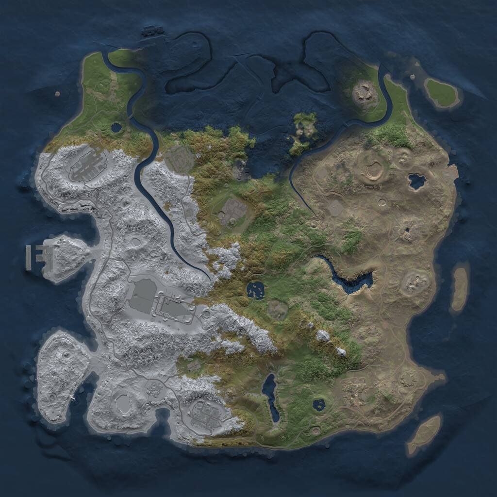 Rust Map: Procedural Map, Size: 4000, Seed: 606854, 16 Monuments
