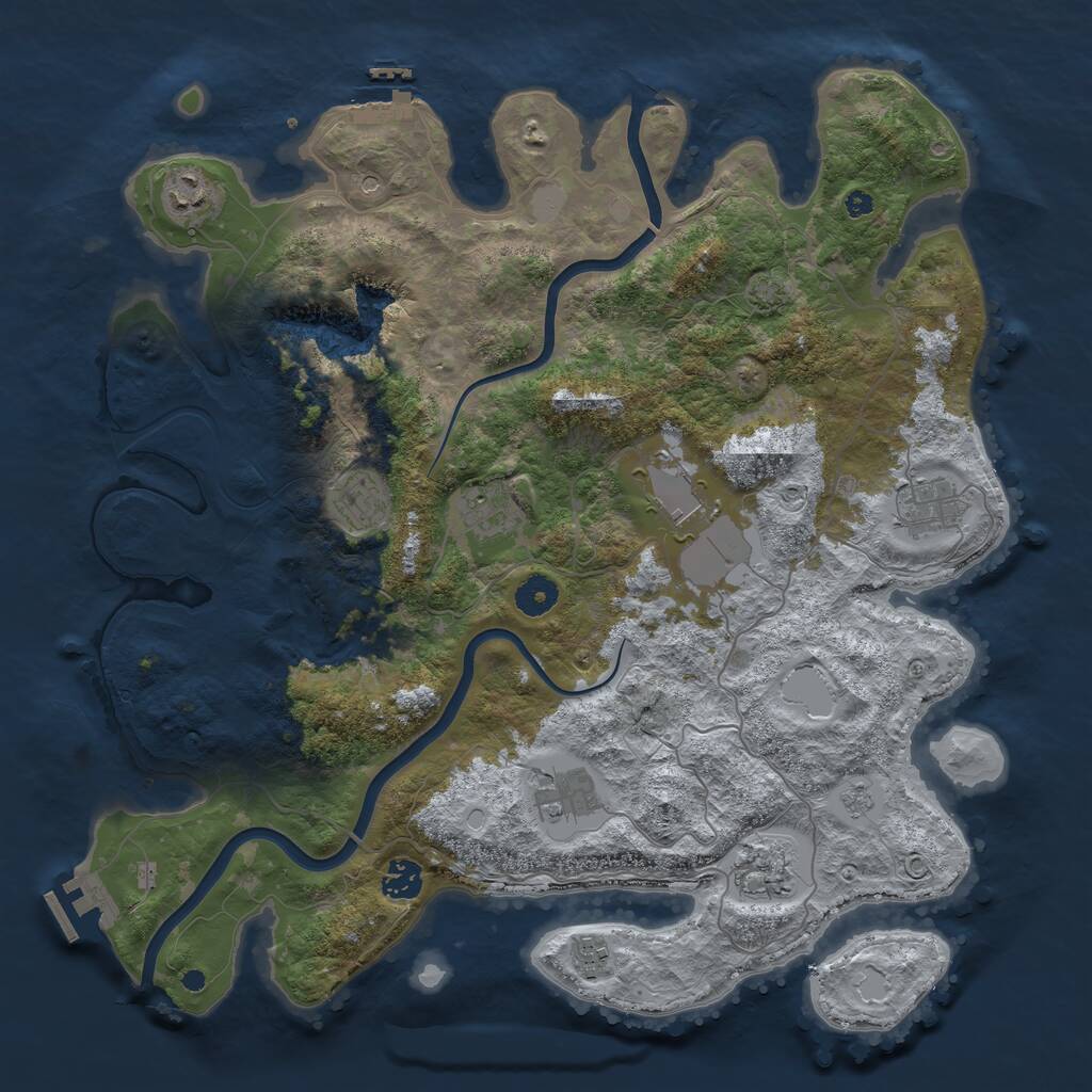 Rust Map: Procedural Map, Size: 4000, Seed: 721253492, 15 Monuments