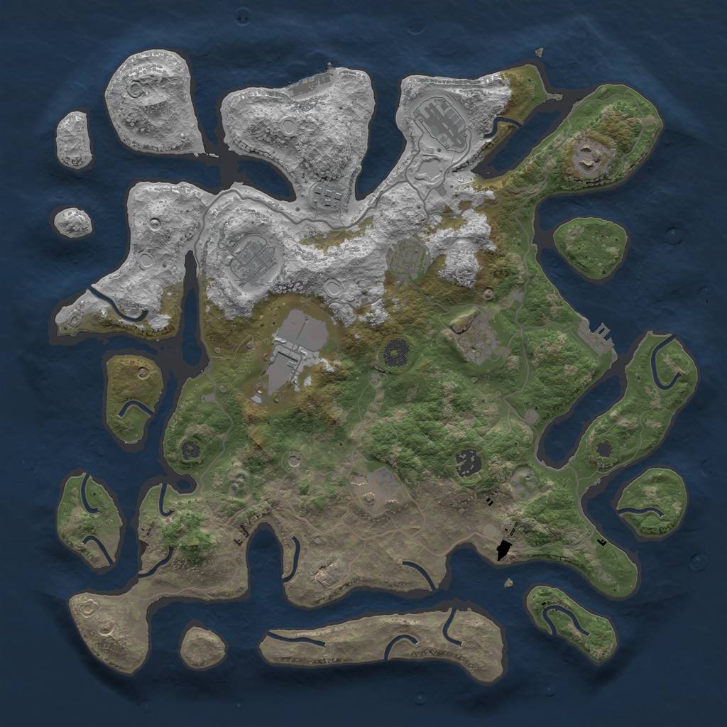 Rust Map: Procedural Map, Size: 4000, Seed: 121942, 17 Monuments