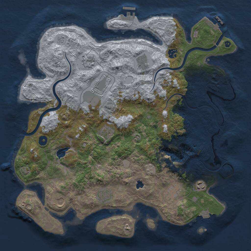 Rust Map: Procedural Map, Size: 4000, Seed: 386027, 16 Monuments