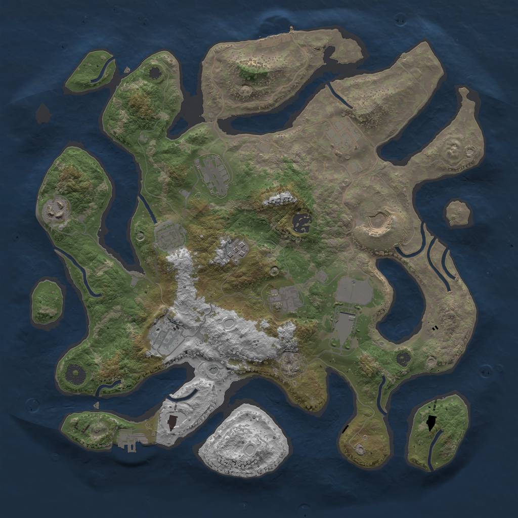 Rust Map: Procedural Map, Size: 3800, Seed: 8948218, 18 Monuments