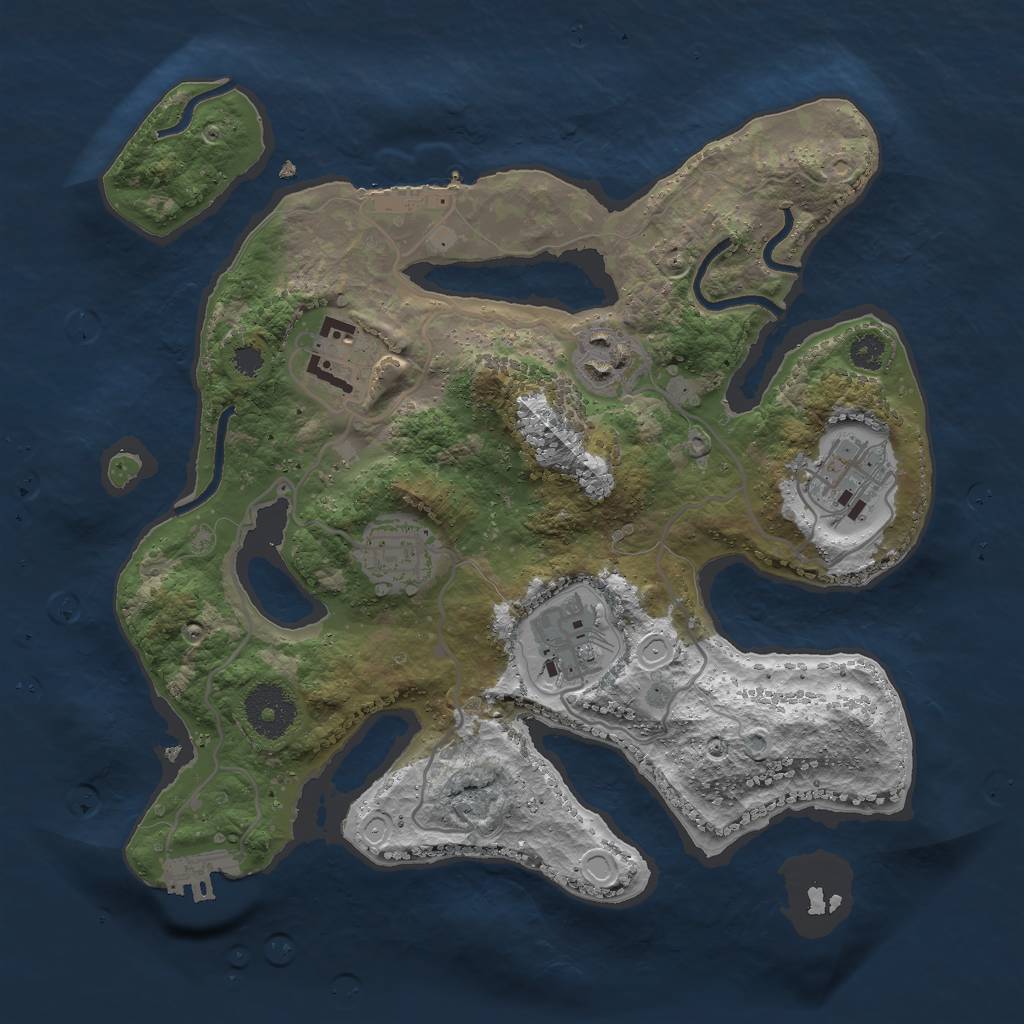 Rust Map: Procedural Map, Size: 3000, Seed: 2399111, 12 Monuments