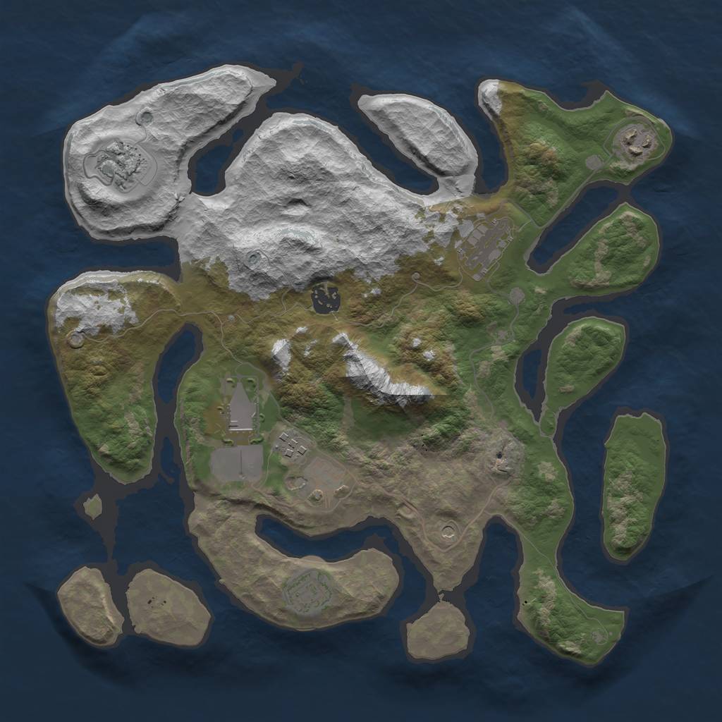 Rust Map: Barren, Size: 3600, Seed: 379372312, 11 Monuments