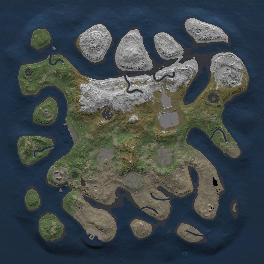 Rust Map: Procedural Map, Size: 3500, Seed: 1095085726, 15 Monuments