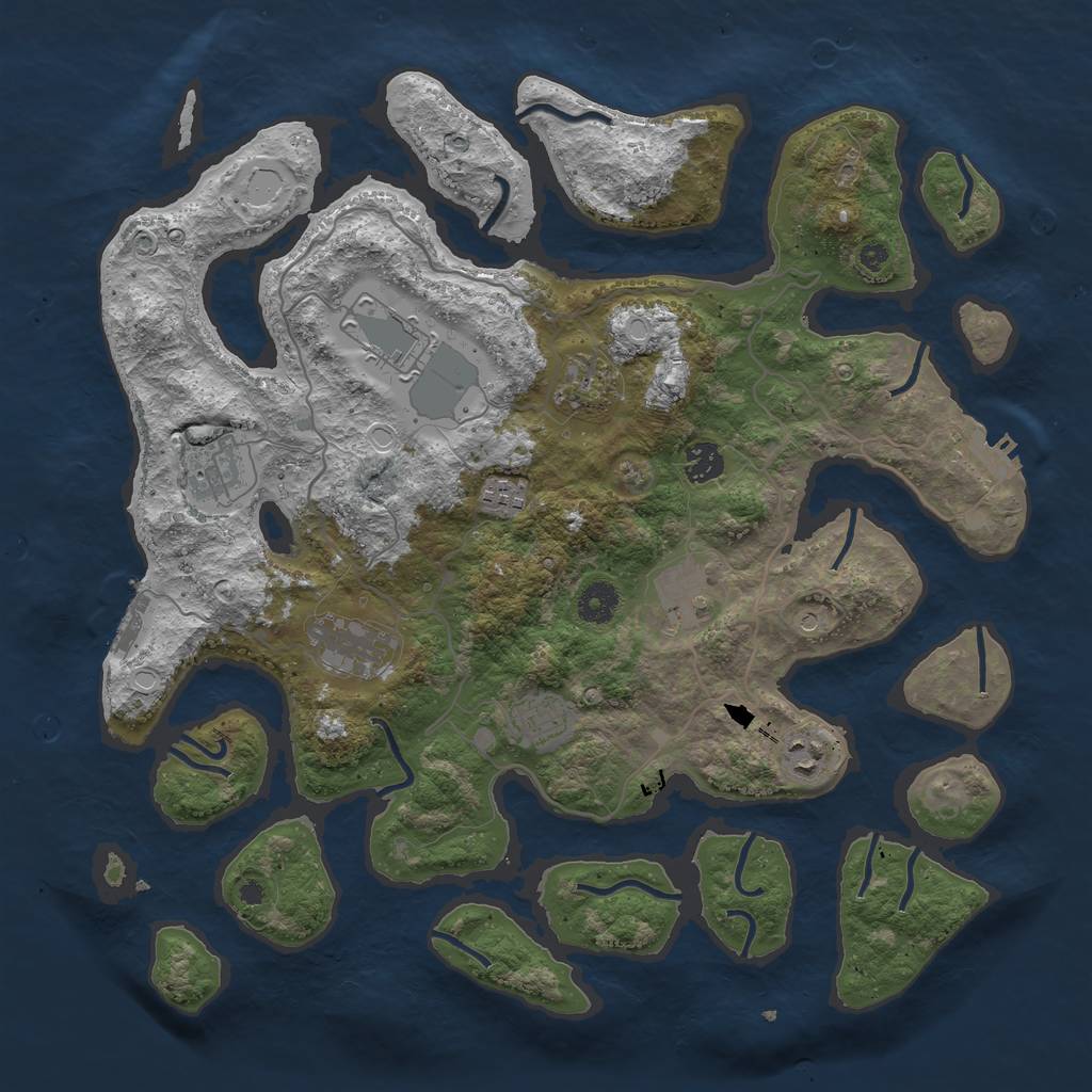 Rust Map: Procedural Map, Size: 4000, Seed: 57284, 17 Monuments