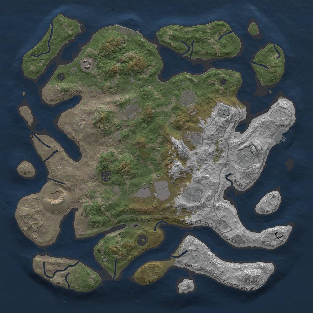 Rust Map: Procedural Map, Size: 4250, Seed: 19961209, 18 Monuments