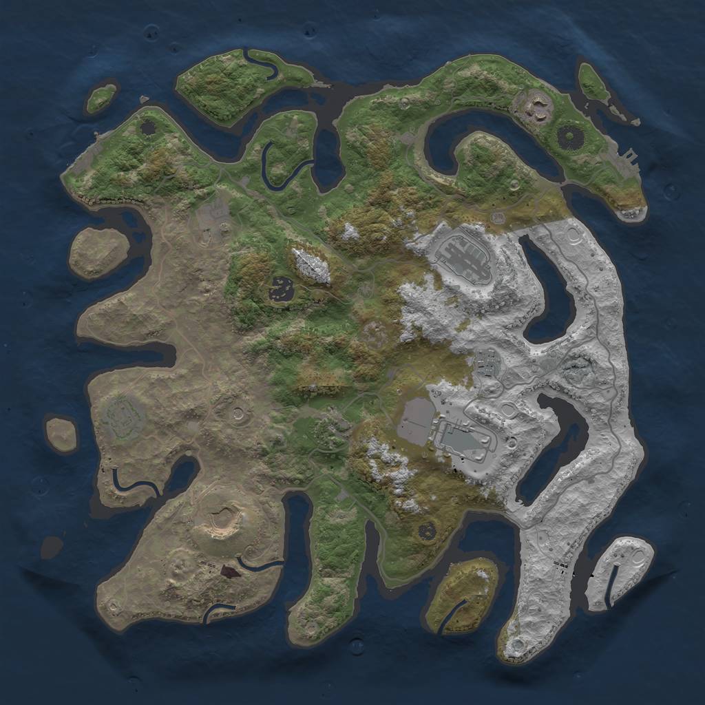 Rust Map: Procedural Map, Size: 4000, Seed: 909277, 17 Monuments