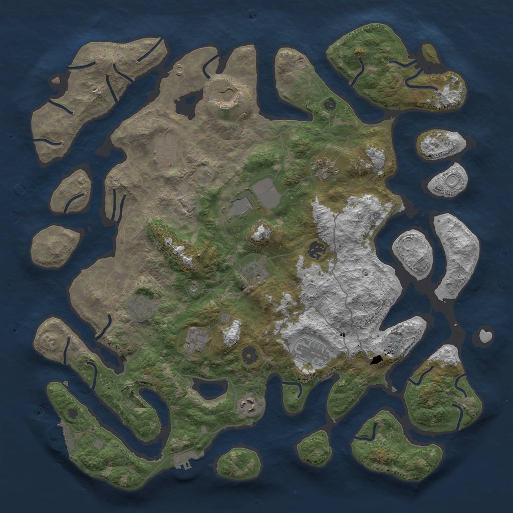 Rust Map: Procedural Map, Size: 4500, Seed: 600681346, 19 Monuments