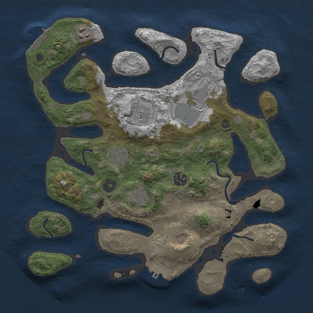 Rust Map: Procedural Map, Size: 3500, Seed: 887766, 15 Monuments