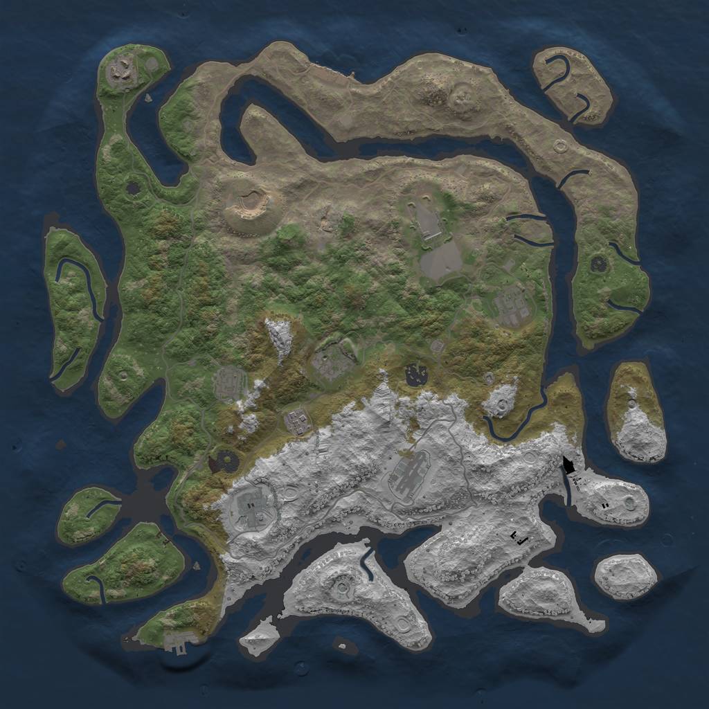 Rust Map: Procedural Map, Size: 4500, Seed: 104013410, 18 Monuments