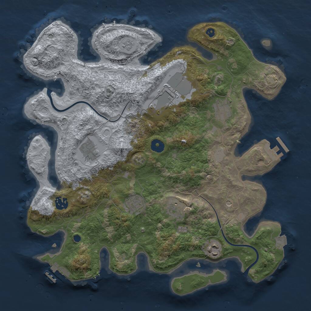 Rust Map: Procedural Map, Size: 3500, Seed: 107721424, 13 Monuments