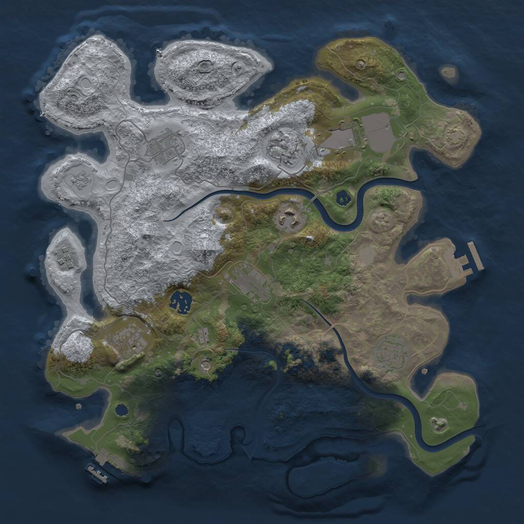 Rust Map: Procedural Map, Size: 3500, Seed: 107721424, 15 Monuments