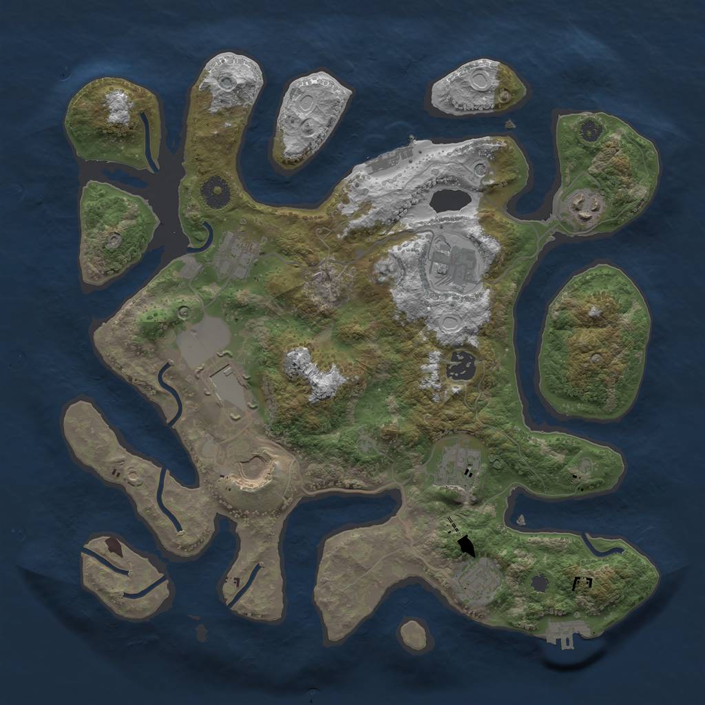 Rust Map: Procedural Map, Size: 3500, Seed: 6654123, 16 Monuments