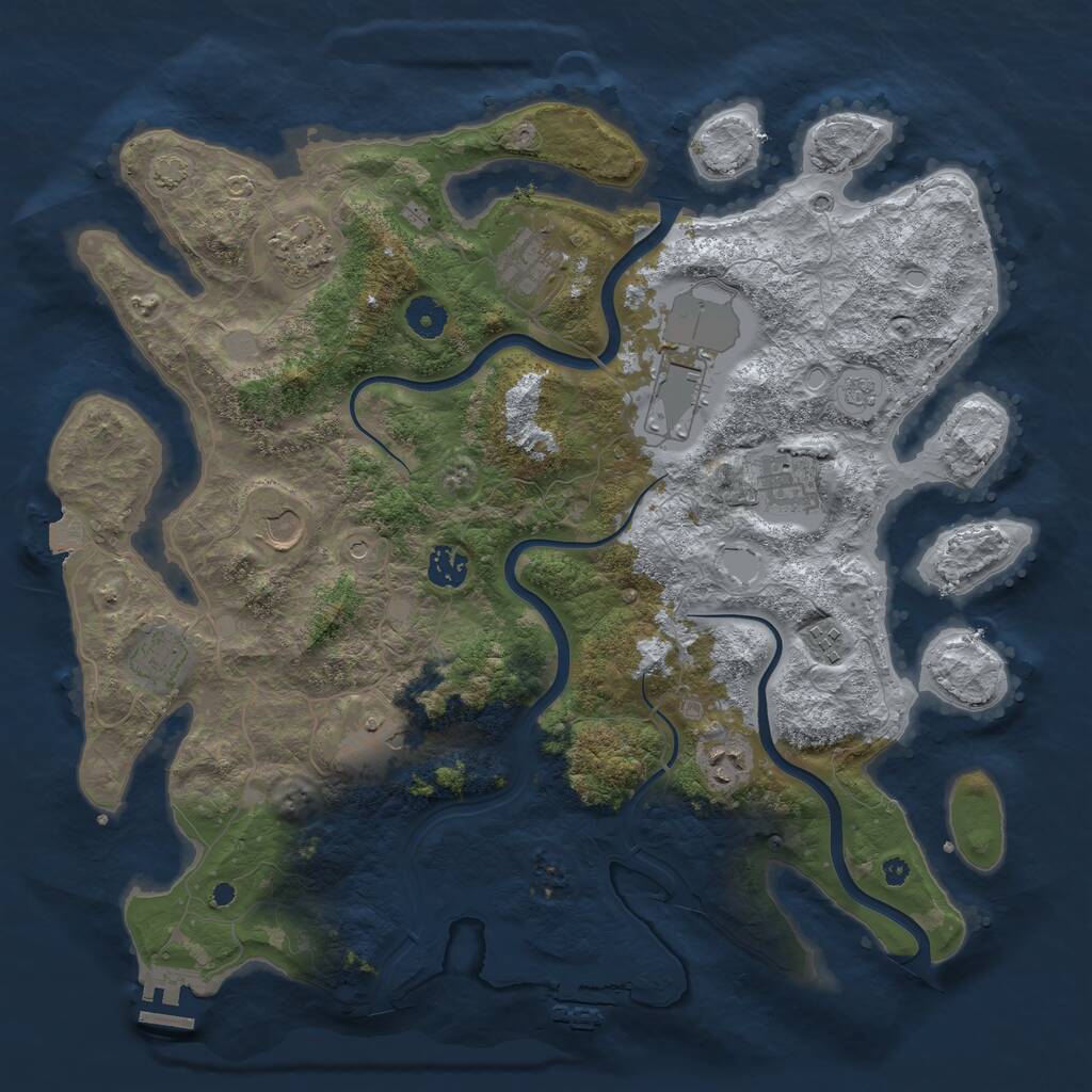 Rust Map: Procedural Map, Size: 3999, Seed: 187, 16 Monuments