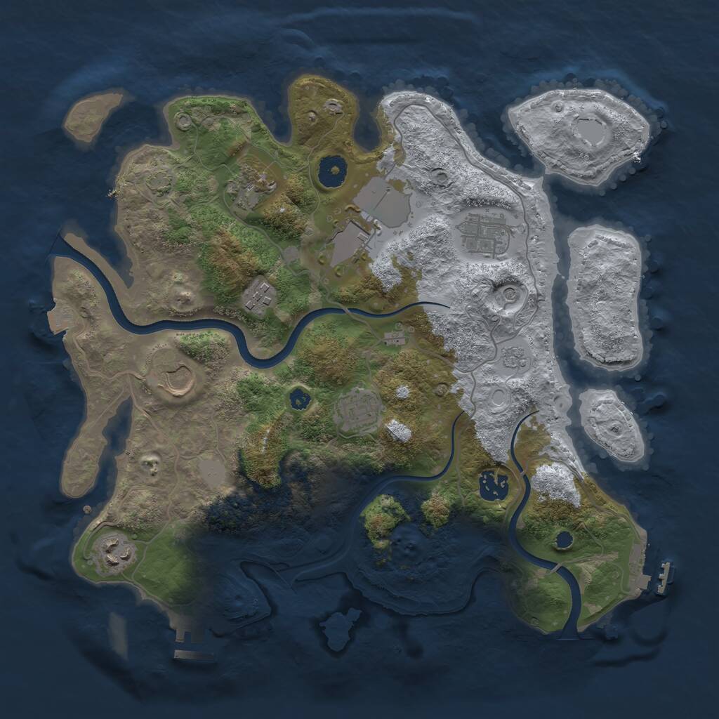 Rust Map: Procedural Map, Size: 3500, Seed: 976665411, 14 Monuments