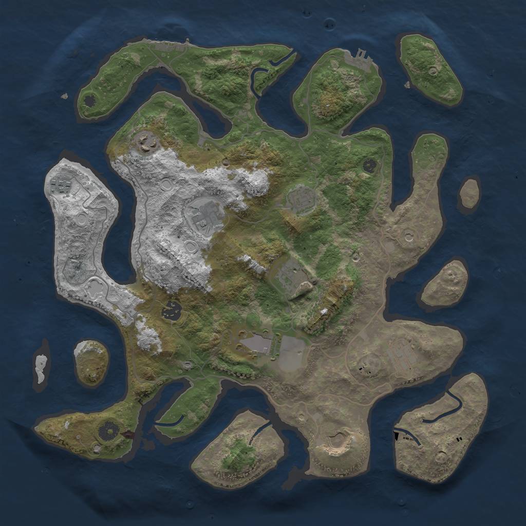 Rust Map: Procedural Map, Size: 4000, Seed: 104821, 17 Monuments