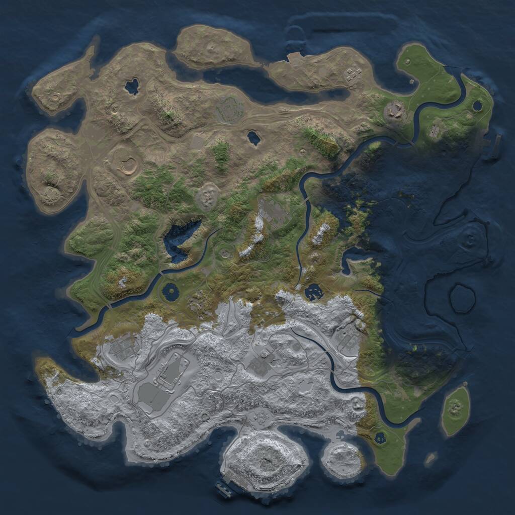 Rust Map: Procedural Map, Size: 4500, Seed: 1316494068, 17 Monuments
