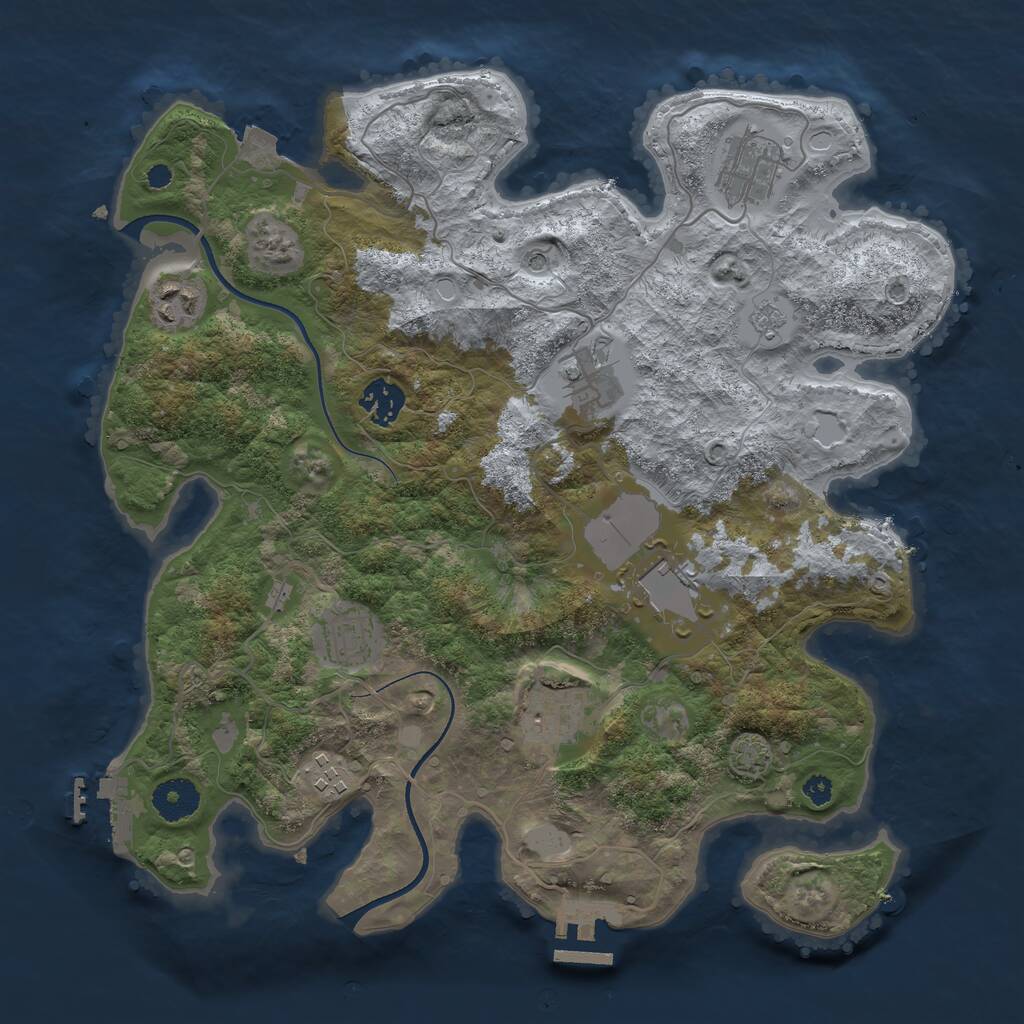Rust Map: Procedural Map, Size: 3500, Seed: 470075369, 14 Monuments