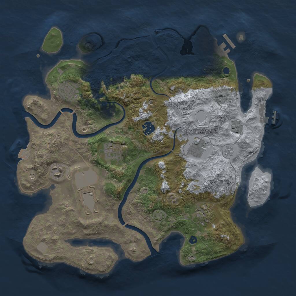 Rust Map: Procedural Map, Size: 3500, Seed: 91547746, 14 Monuments