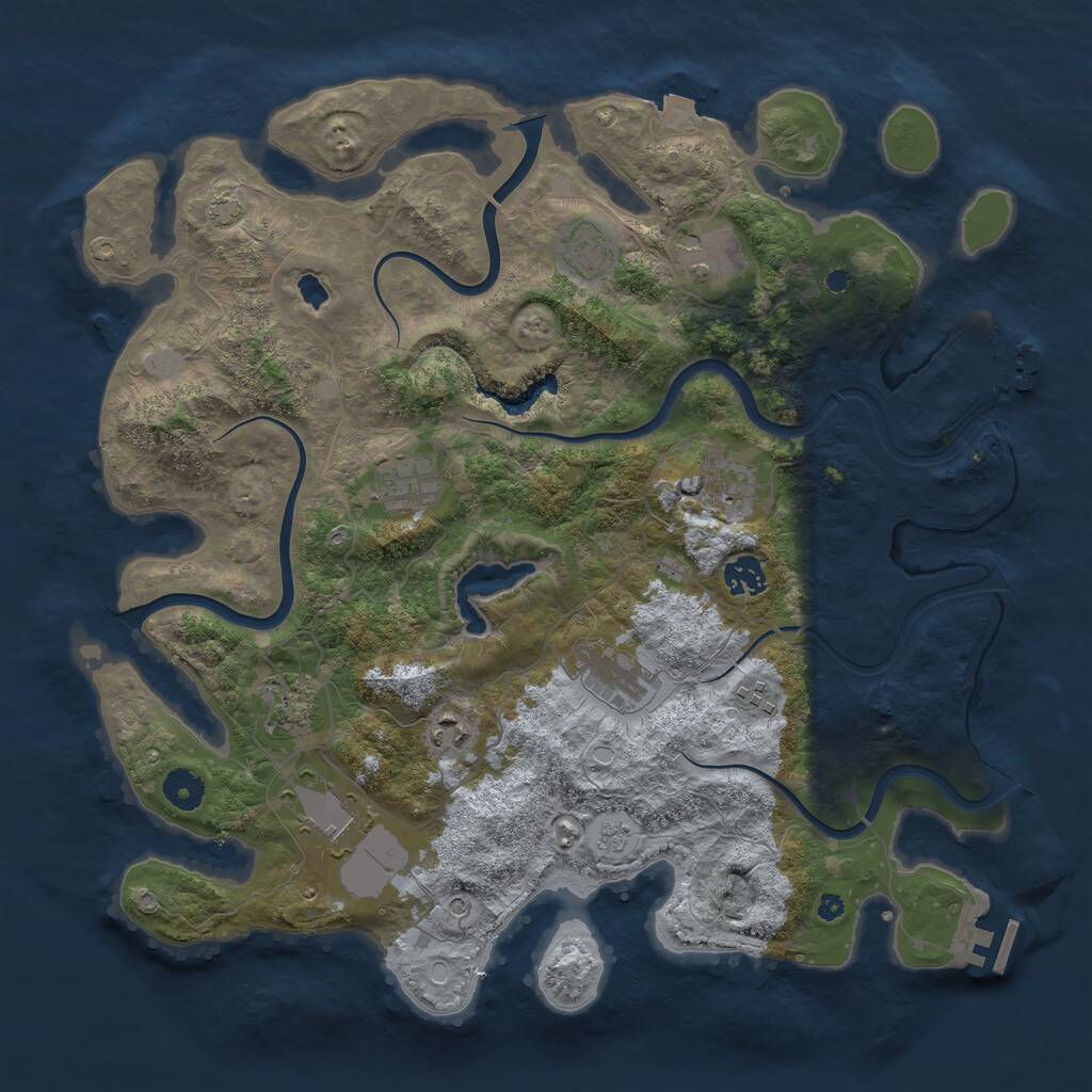 Rust Map: Procedural Map, Size: 4000, Seed: 13225, 16 Monuments