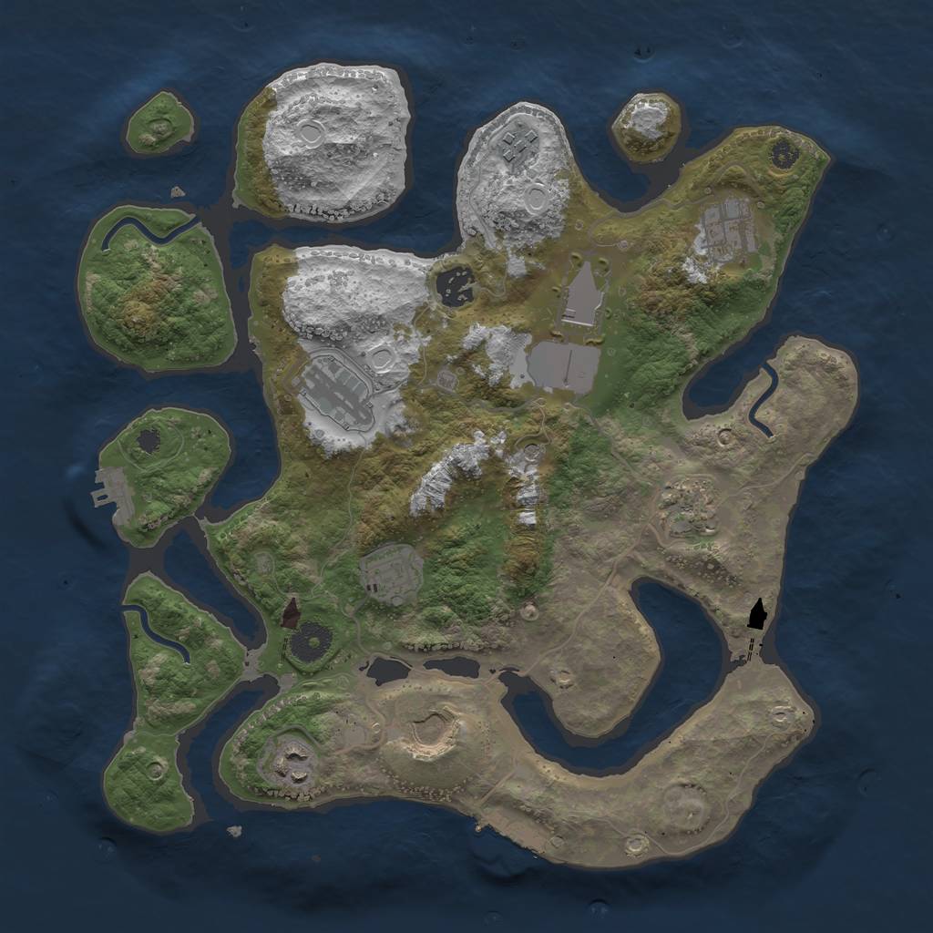 Rust Map: Procedural Map, Size: 3500, Seed: 79980830, 17 Monuments