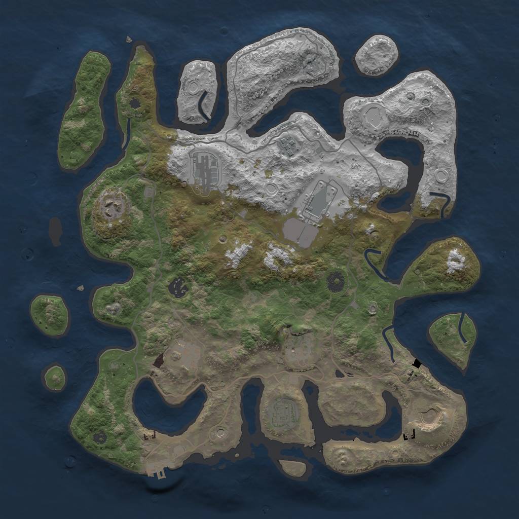 Rust Map: Procedural Map, Size: 4000, Seed: 531269, 16 Monuments