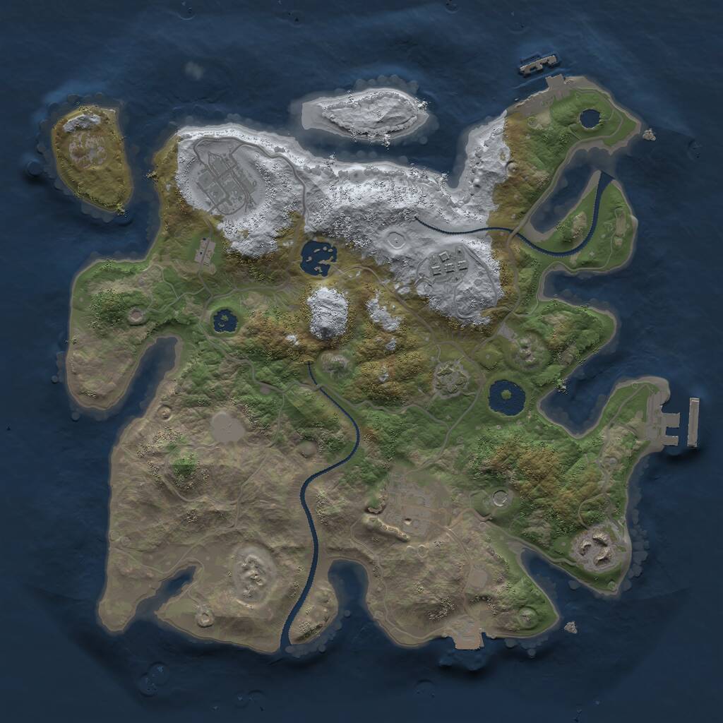 Rust Map: Procedural Map, Size: 3000, Seed: 69556, 10 Monuments