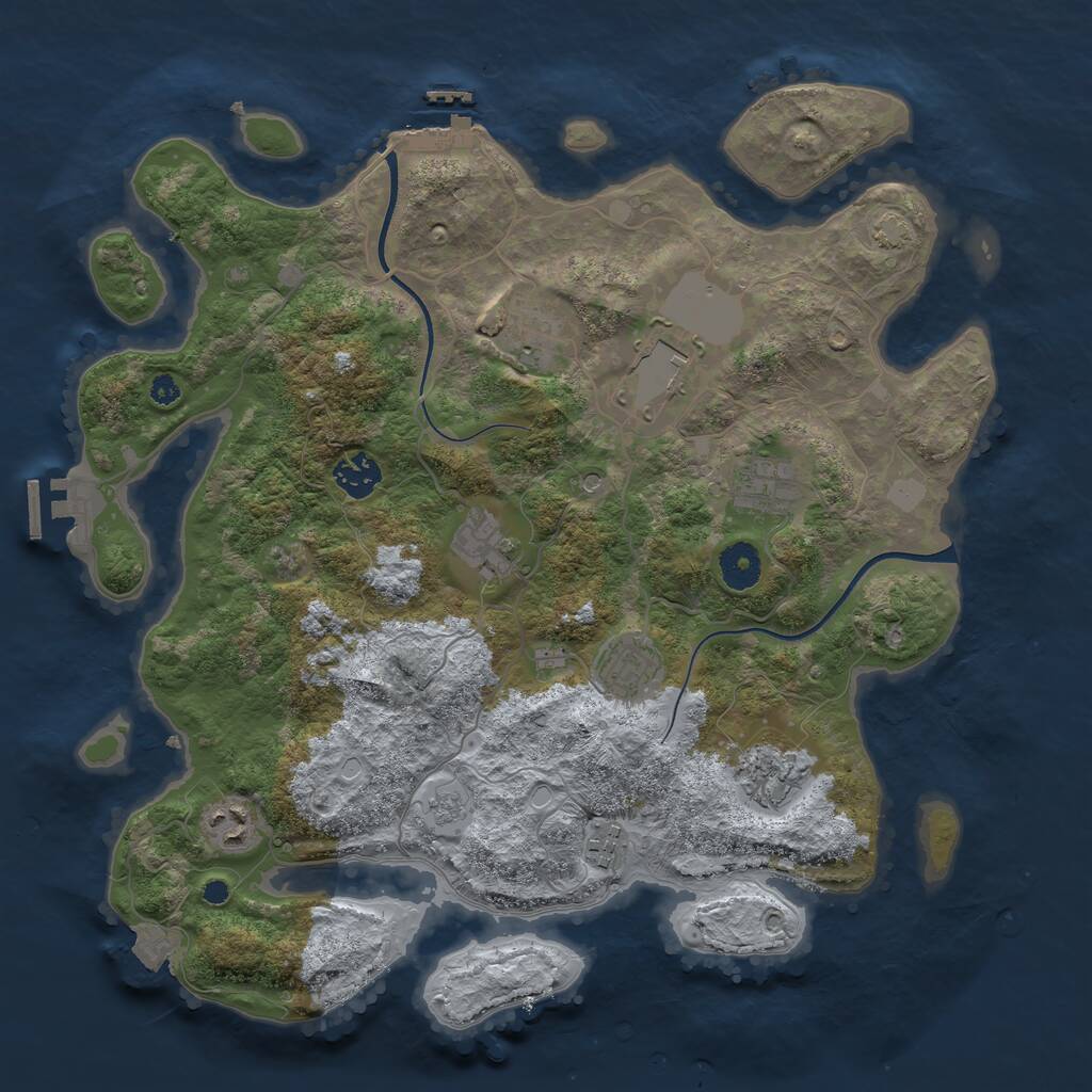 Rust Map: Procedural Map, Size: 3700, Seed: 642704936, 15 Monuments