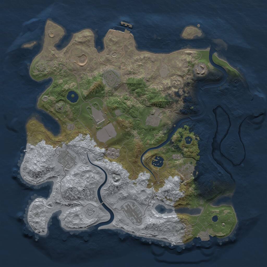 Rust Map: Procedural Map, Size: 3500, Seed: 602276130, 16 Monuments