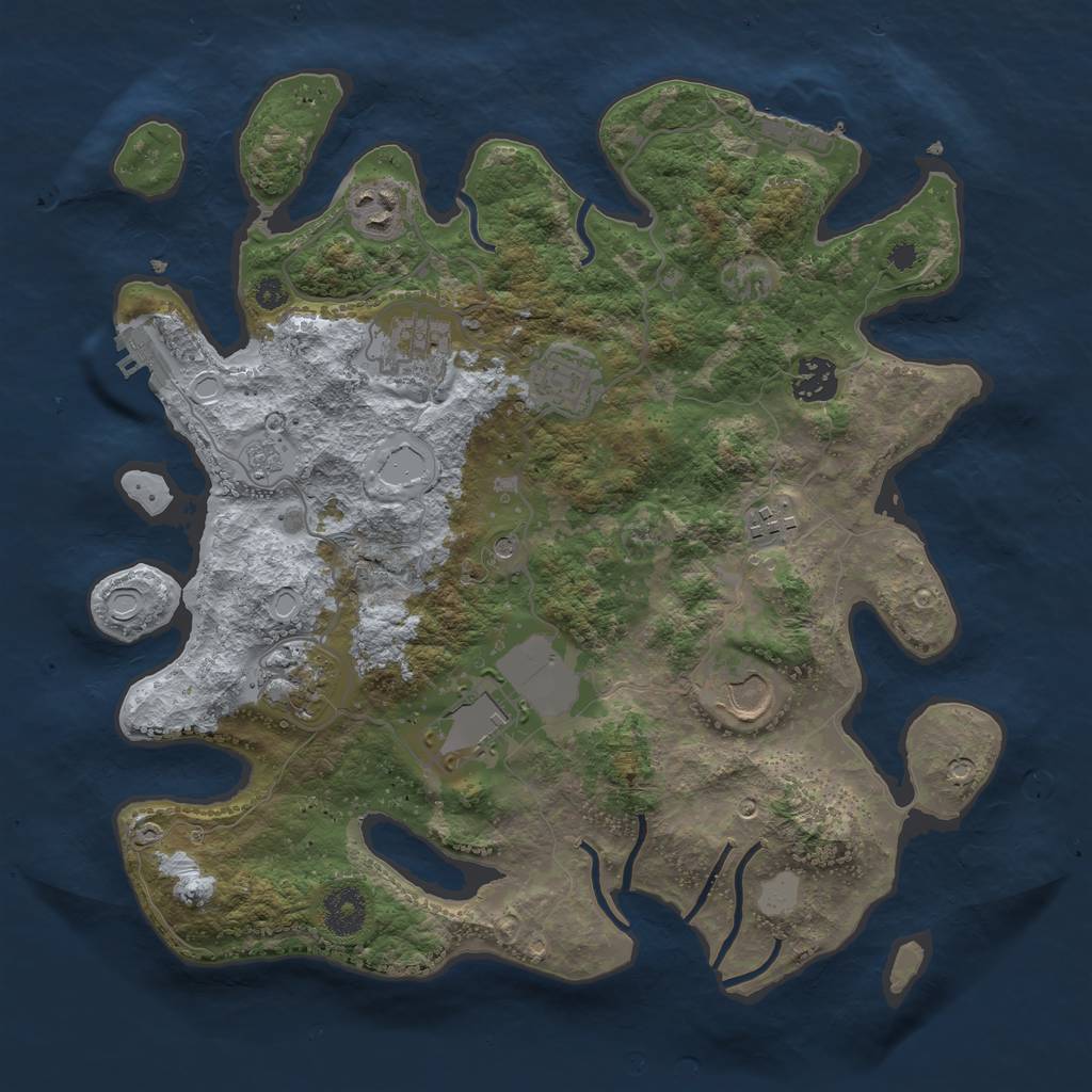 Rust Map: Procedural Map, Size: 3500, Seed: 136810441, 15 Monuments