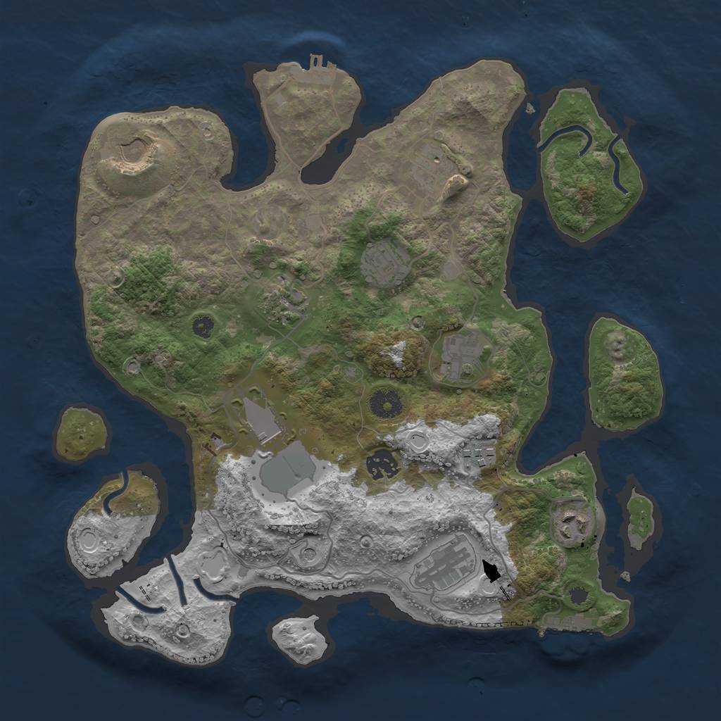 Rust Map: Procedural Map, Size: 3500, Seed: 1514619, 18 Monuments
