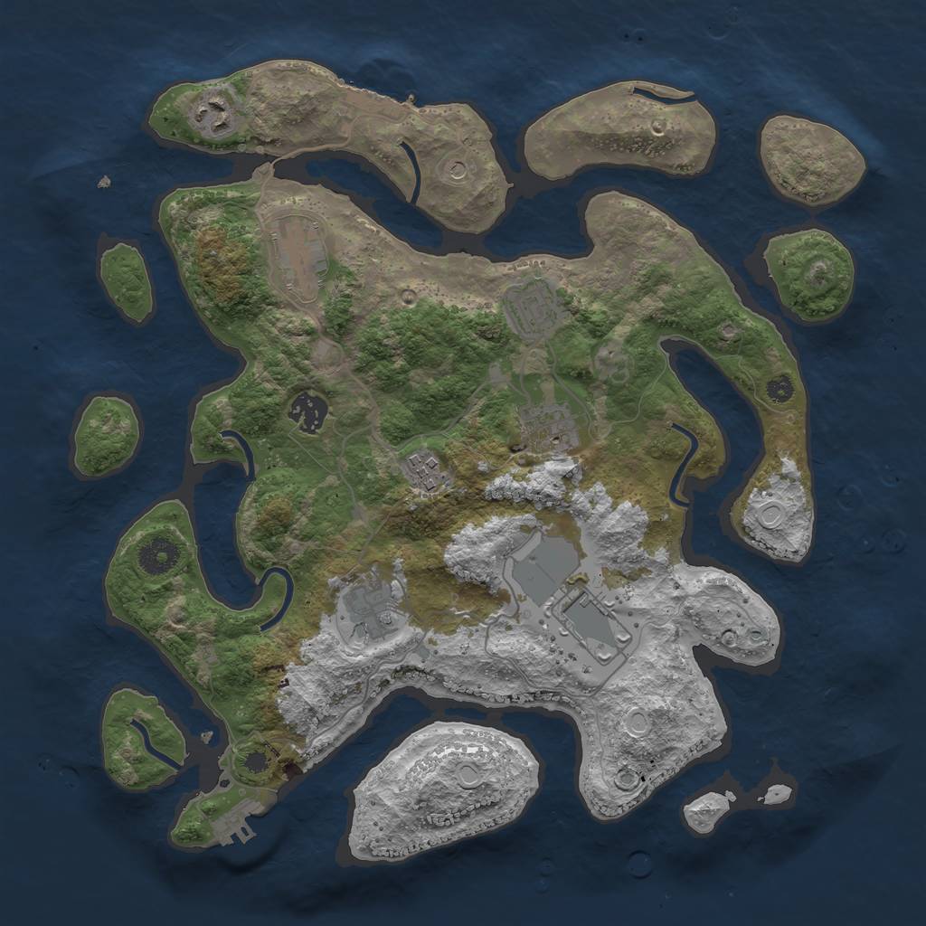 Rust Map: Procedural Map, Size: 3600, Seed: 535803667, 16 Monuments