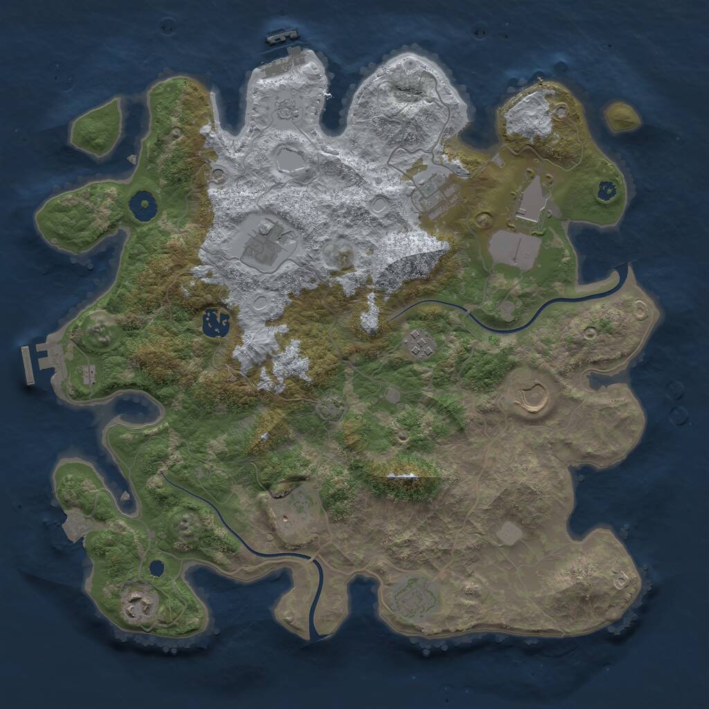 Rust Map: Procedural Map, Size: 3700, Seed: 1268329519, 15 Monuments